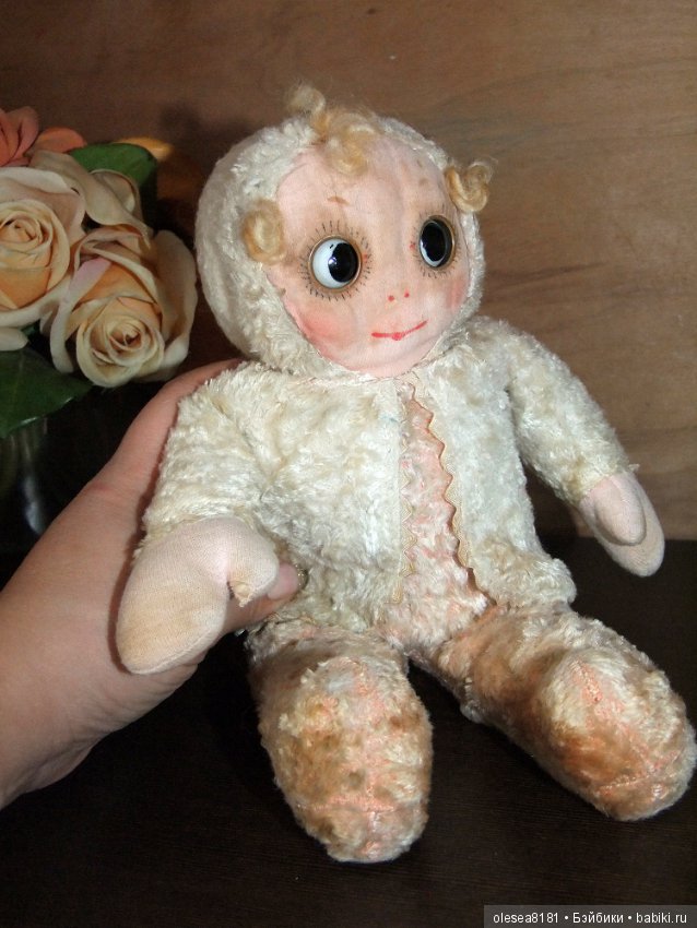 Googly. Старинная текстильная куколка Гуглик