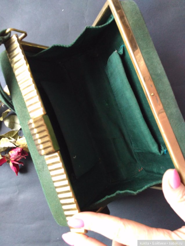 Чемоданчик сумочка винтажная для кукольного интерьера (фото 5)