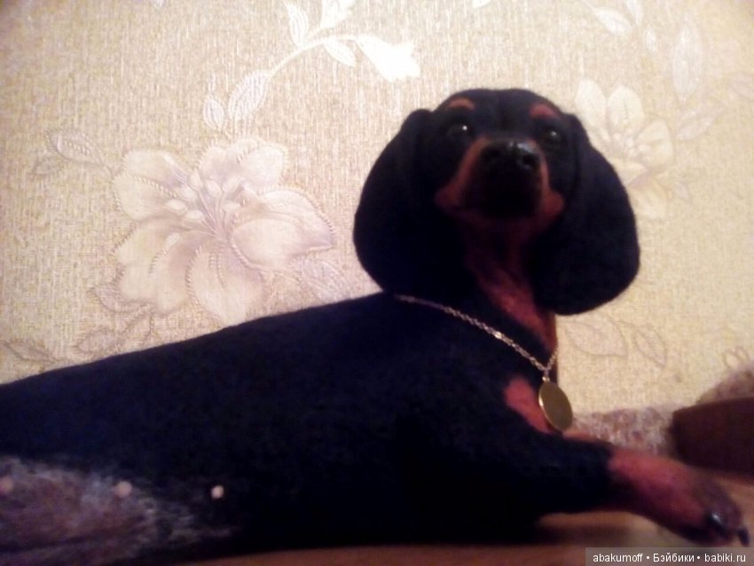 Игрушка из шерсти,ручная работа,собака-такса(символ 2018 ) (фото 5)