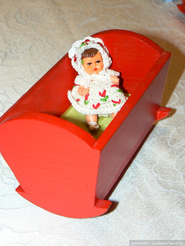 Деревянные кроватки-люльки, производство ГДР для пупсика 3-5 см (фото 8)