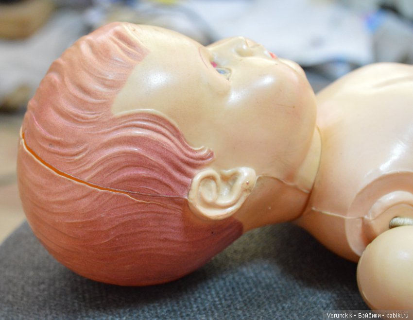 Кукла - малыш целлюлоидный . Довоенный ,ОХК .Ленинград .Клеймо .1930 - е годы .Редкая (фото 4)