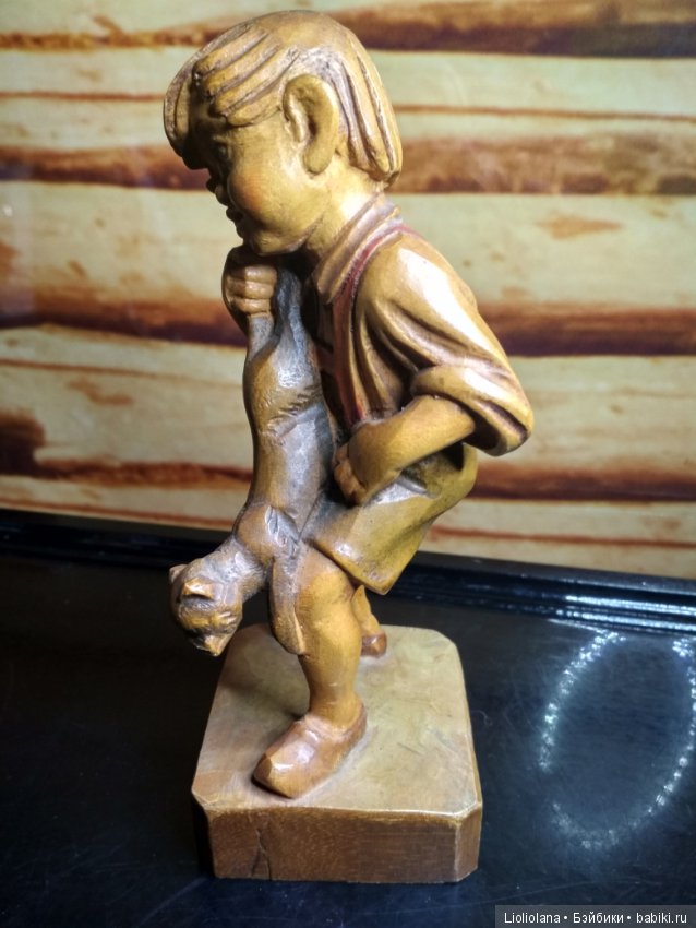 Пара деревянных статуэток Дети И Кошка. Toriart (фото 8)