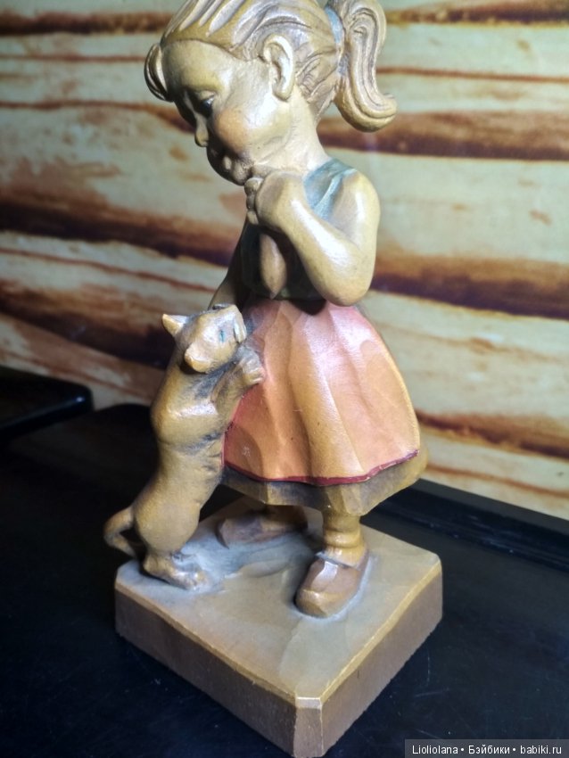 Пара деревянных статуэток Дети И Кошка. Toriart (фото 3)