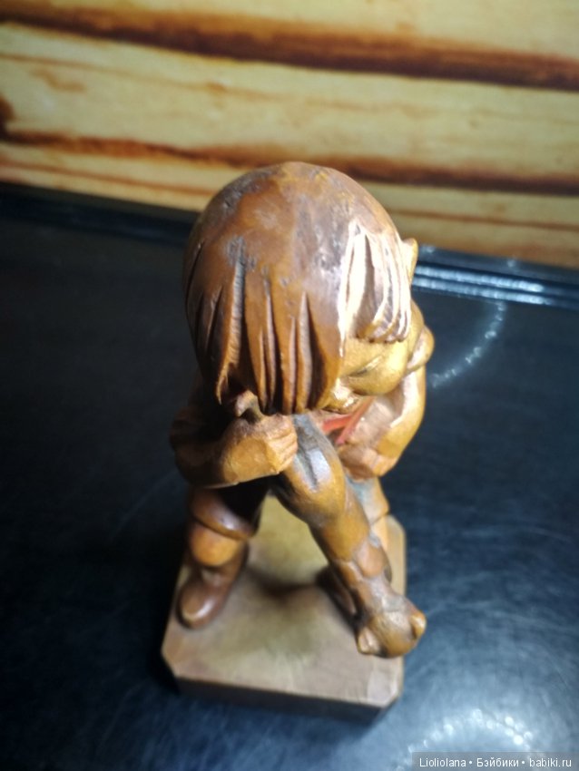 Пара деревянных статуэток Дети И Кошка. Toriart