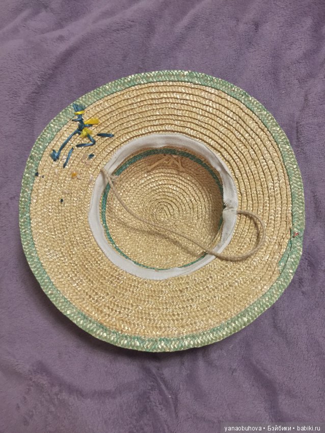 Старинная детская итальянская соломенная шляпка для вашей большой антикварной куклы (фото 5)