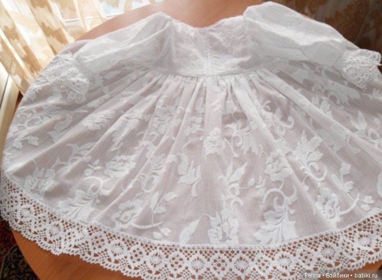Платье белое батист на куклу 70-75 см (фото 4)