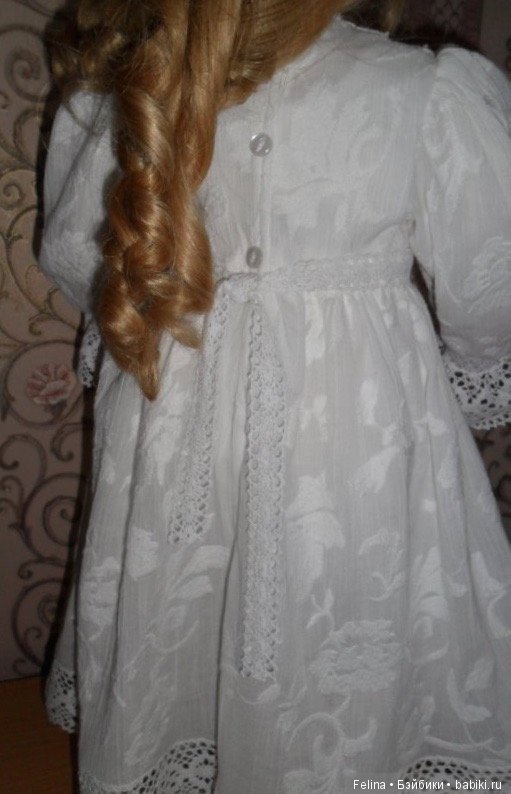 Платье белое батист на куклу 70-75 см (фото 2)