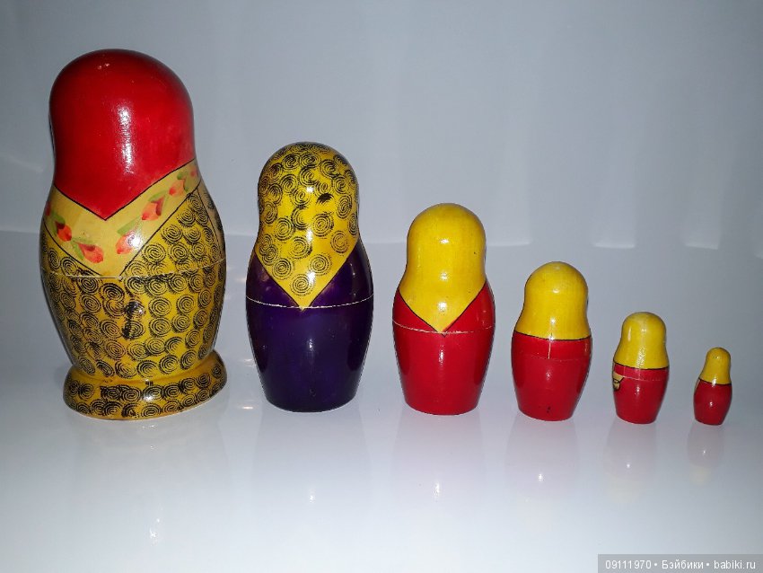 Советские матрёшки. Набор 6 штук. Горьковская фабрика ( этикетка). 1963 год (фото 4)