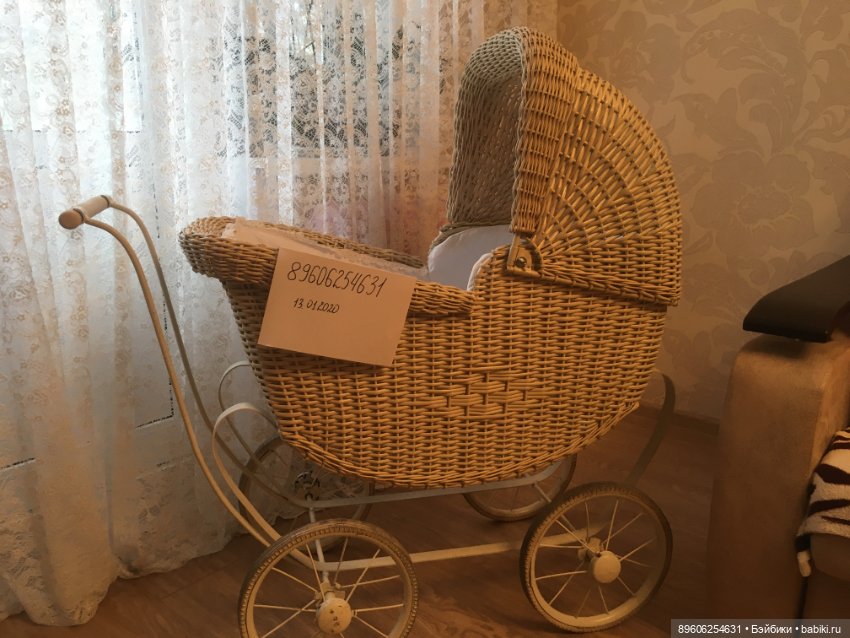 Большая плетённая коляска - реплика (фото 6)
