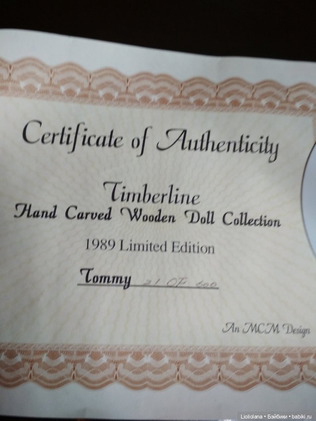 Деревянный мальчик Томми от Timberline. 1989 год. Рассрочка (фото 9)
