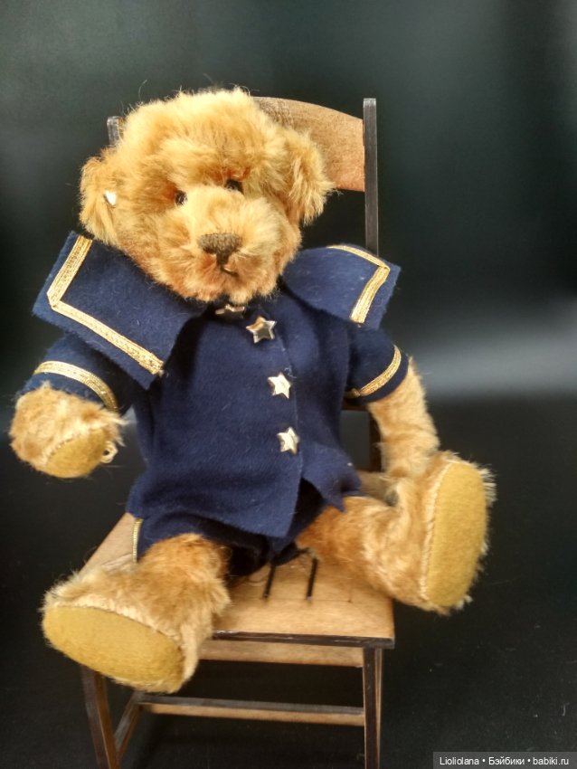Винтажный медвежонок Матрос от Barbara McConnell. 100% мохер (фото 5)
