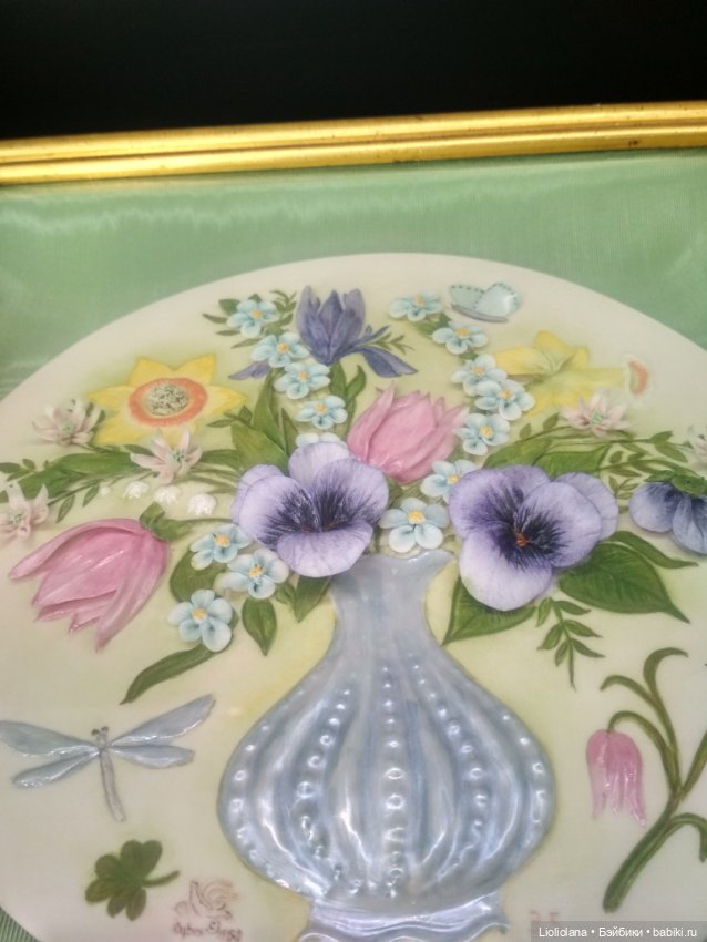 Фарфоровое панно с цветочной композицией #1 от Cybis. США (фото 5)