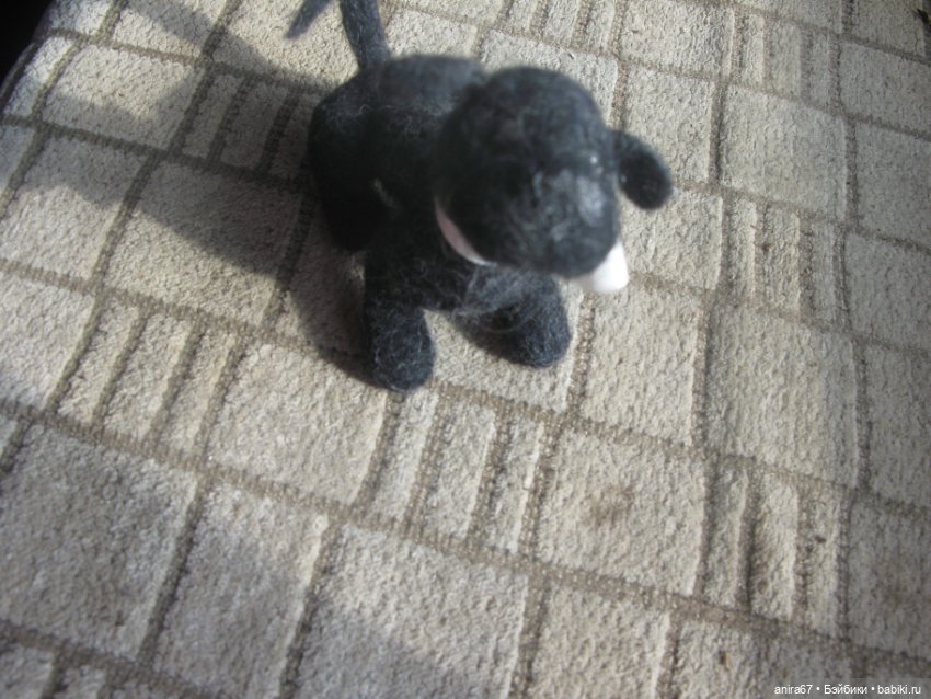 Валяная шерсть пуделя, заготовки для валяния игрушек, черно-серая (фото 6)