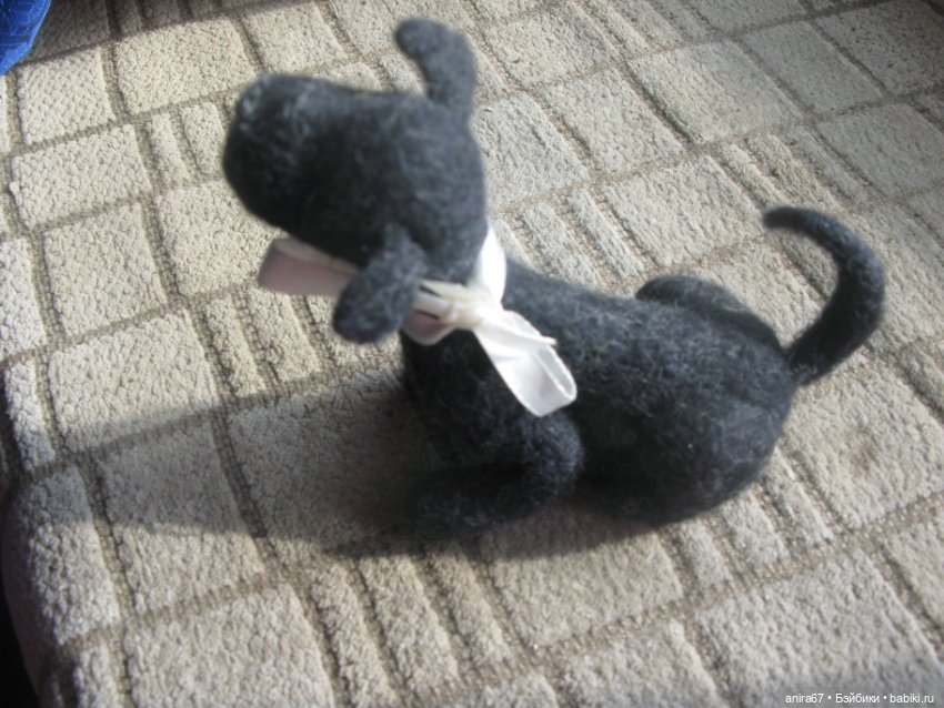 Валяная шерсть пуделя, заготовки для валяния игрушек, черно-серая (фото 7)