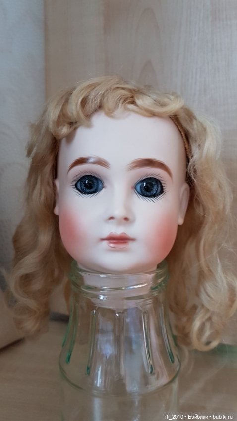 Отличного качества РЕПЛИКА ГОЛОВЫ антикварной куклы HALLOPEAU (Халлопо) от Margaret Ann Wolf-Wilson (фото 10)