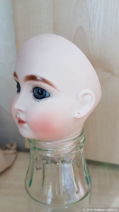 Отличного качества РЕПЛИКА ГОЛОВЫ антикварной куклы HALLOPEAU (Халлопо) от Margaret Ann Wolf-Wilson (фото 6)