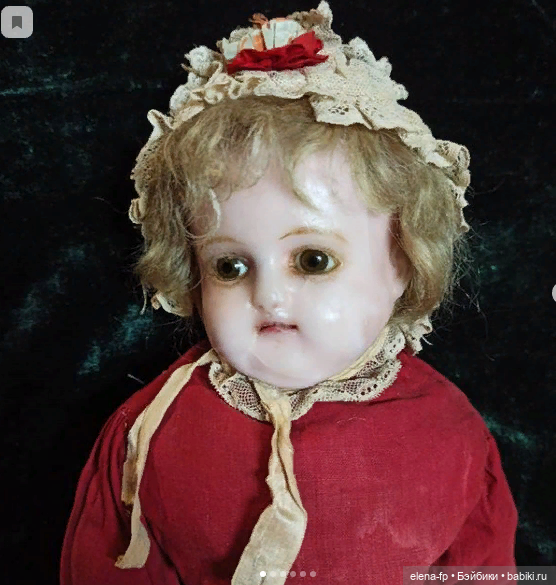 Антикварная кукла"Соня в красном платье" (фото 6)