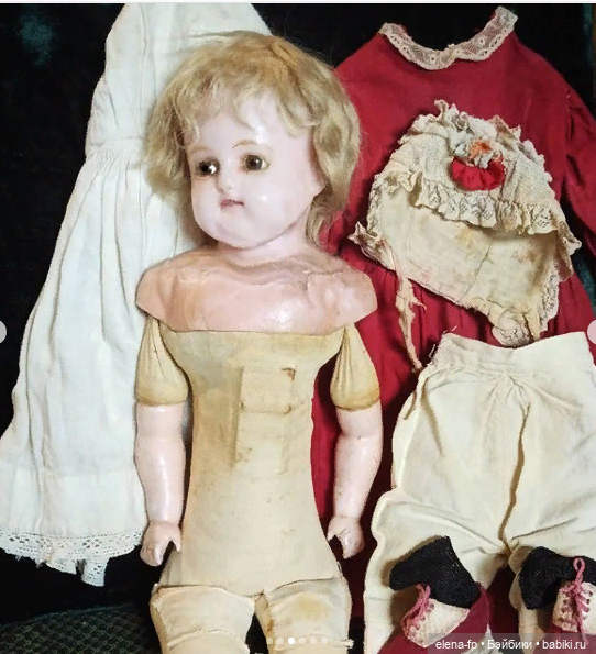 Антикварная кукла"Соня в красном платье" (фото 2)