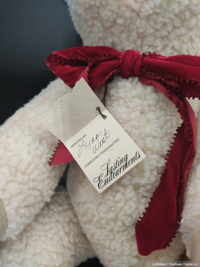 Большой винтажный Белый Мишка от Lynn West. 1983 год. США (фото 6)