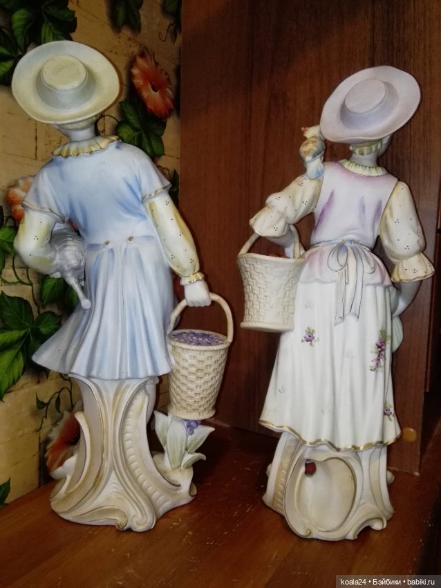 Большие интерьерные статуэтки, пара. Дама и кавалер. Бисквит (фото 3)