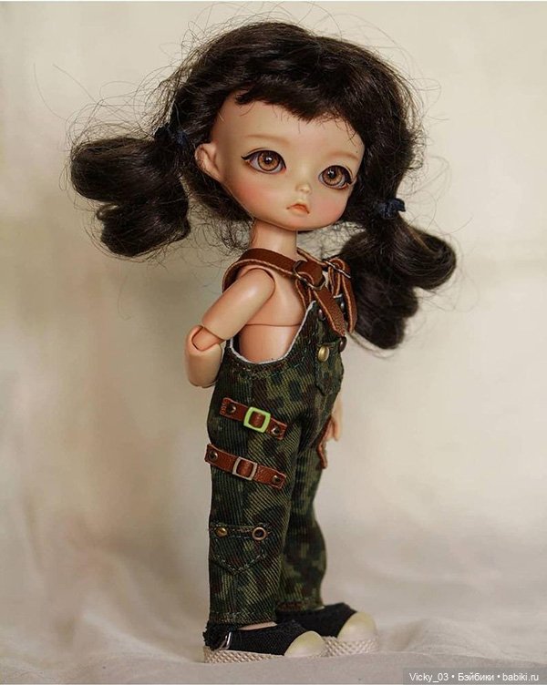 Джинсовые комбинезоны + костюм-хаки для малышек 1/8 бжд (фото 6)