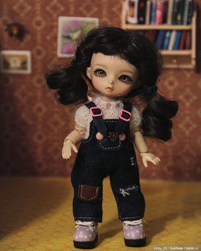 Джинсовые комбинезоны + костюм-хаки для малышек 1/8 бжд (фото 8)