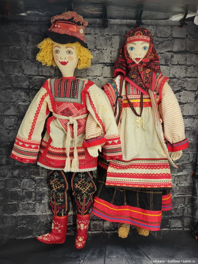 Пара тряпичных авторских кукол от Александры Кукиновой