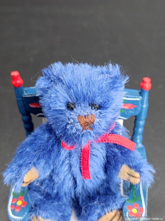 Мишка Кобальт. 7,5 см. Миниатюра. Мохер