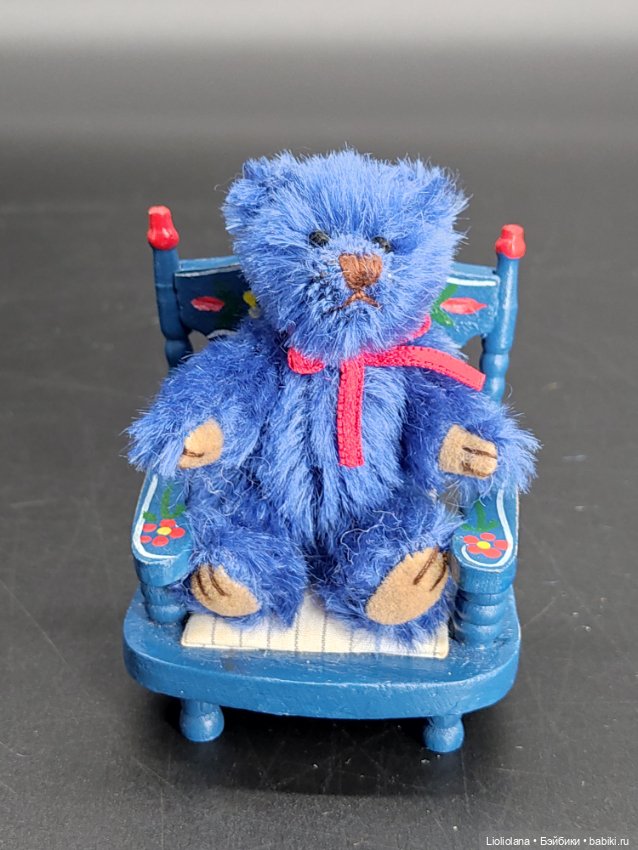 Мишка Кобальт. 7,5 см. Миниатюра. Мохер (фото 2)