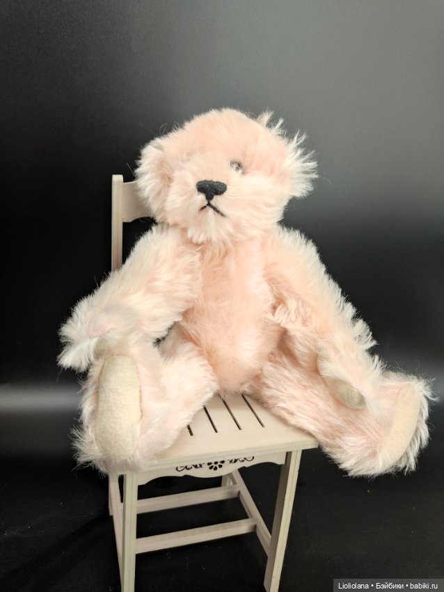 Розовый мишка от Barbara McConnel. 100% мохер. 26 см (фото 9)