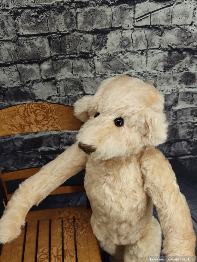 Мишка от Barbara McConnel. 36 см. Мохер. Розовый беж (фото 2)