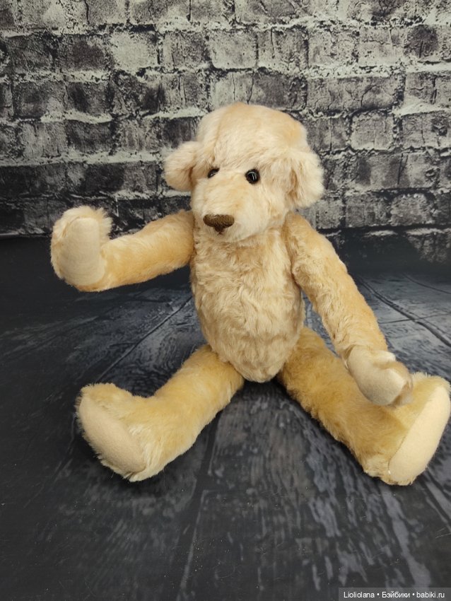 Мишка от Barbara McConnel. 36 см. Мохер. Розовый беж