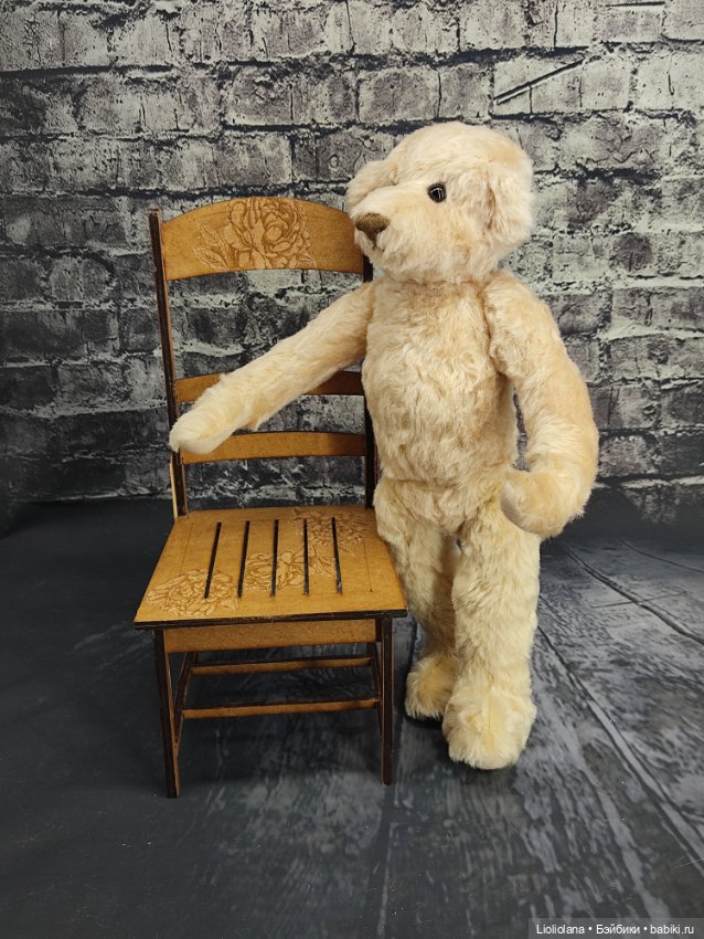 Мишка от Barbara McConnel. 36 см. Мохер. Розовый беж (фото 3)