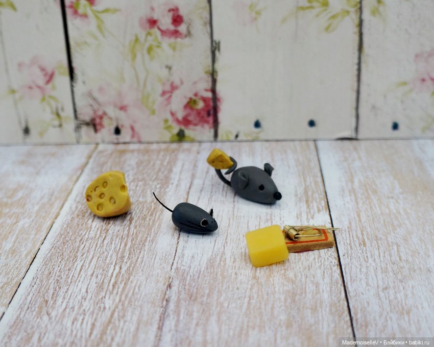 Сыр в мышеловке и мышки — Миниатюра для кукол (фото 3)
