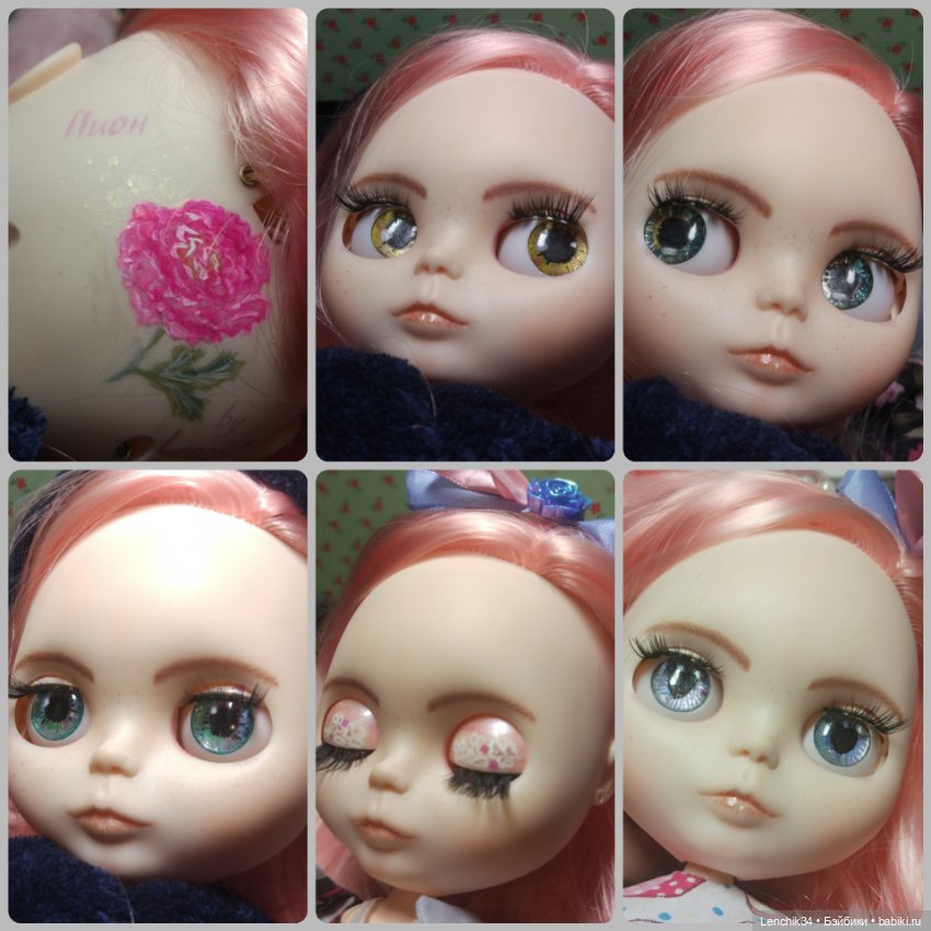 Кастом, ООАК Блайз белый тон, Розовый пиончик