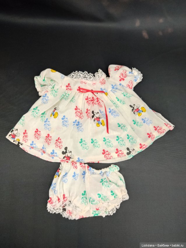 Платье и трусики для куклы 35-ти см ростом. Микки Маус. Винтаж