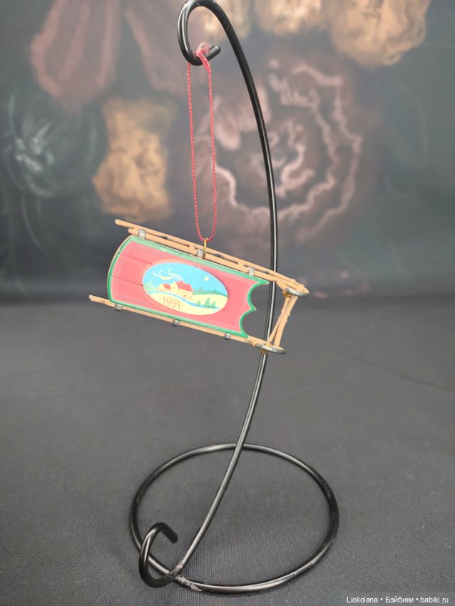 Елочная игрушка Санки 1991 год от Keepsake. 8, 5 см