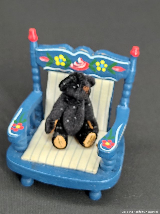 Мишка чёрный в крапинку #2 от Chu-Ming Wu. 4,5 см 1995 год (фото 6)