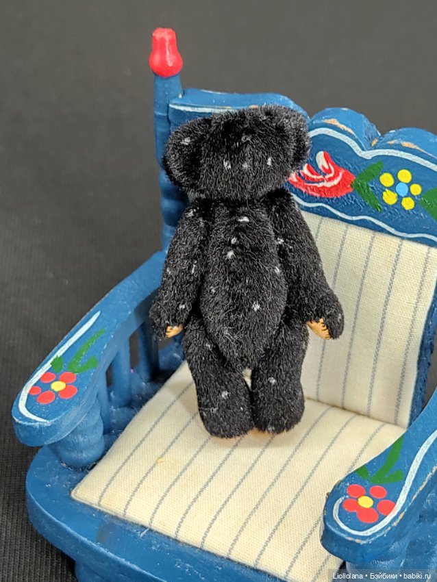 Мишка чёрный в крапинку #2 от Chu-Ming Wu. 4,5 см 1995 год (фото 2)