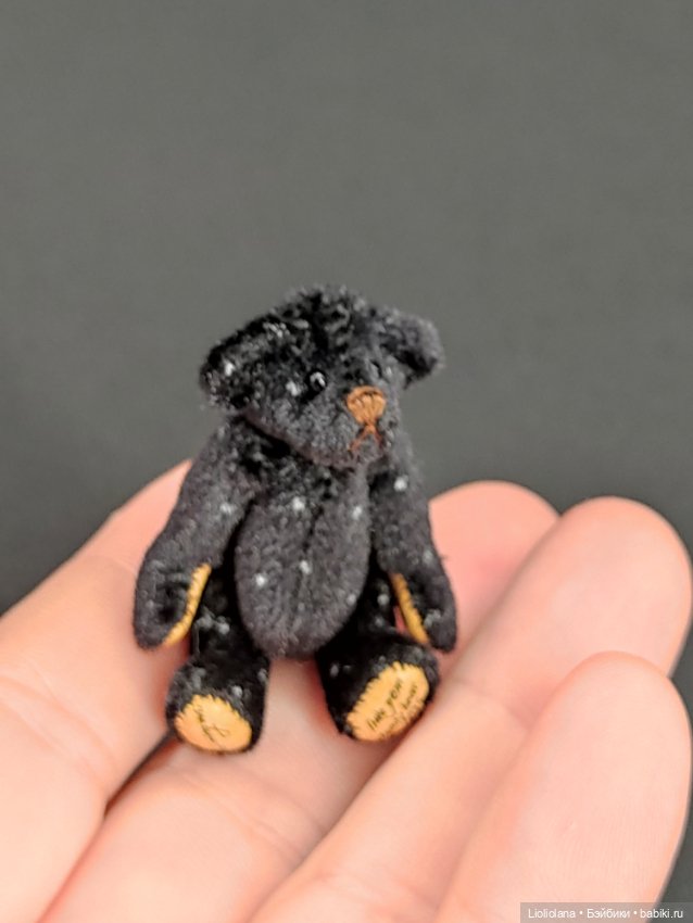 Мишка чёрный в крапинку #2 от Chu-Ming Wu. 4,5 см 1995 год (фото 5)