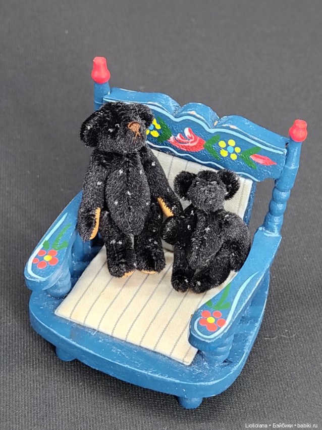 Мишка чёрный в крапинку #2 от Chu-Ming Wu. 4,5 см 1995 год (фото 7)