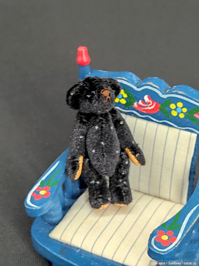 Мишка чёрный в крапинку #2 от Chu-Ming Wu. 4,5 см 1995 год