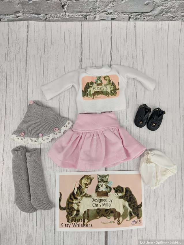 Авторский аутфит "Усатый котенок" от Chris Miller для куклы 28-33 см. . Винтаж