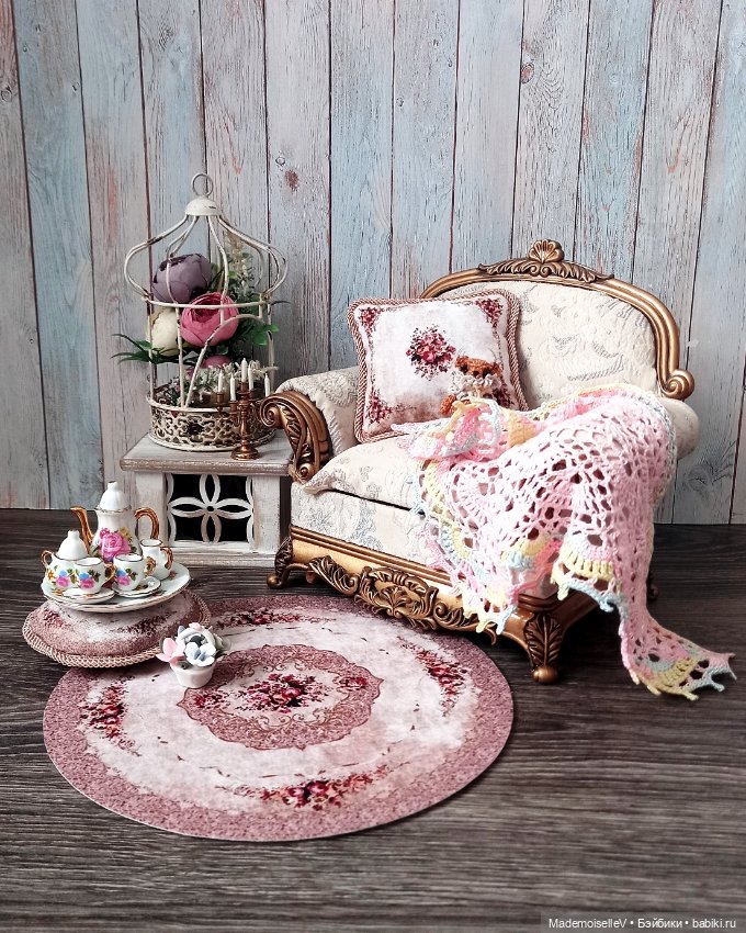 Коллекция ковров и подушек "Нежность" в бежевом цвете № 52