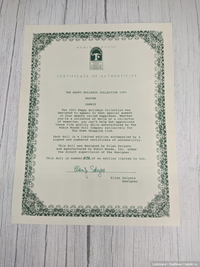 Редкая кукла Керри от Robin Woods. 1993 год