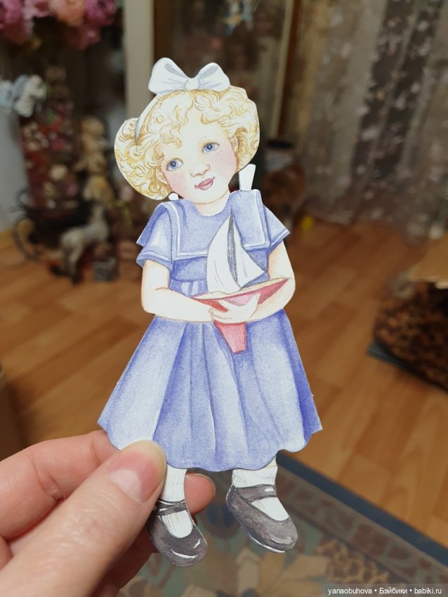 Бумажная куколка-малышка с одежой. Винтаж (фото 3)