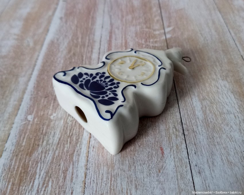 Часы с птичкой, гжель — Миниатюра для кукол (фото 6)