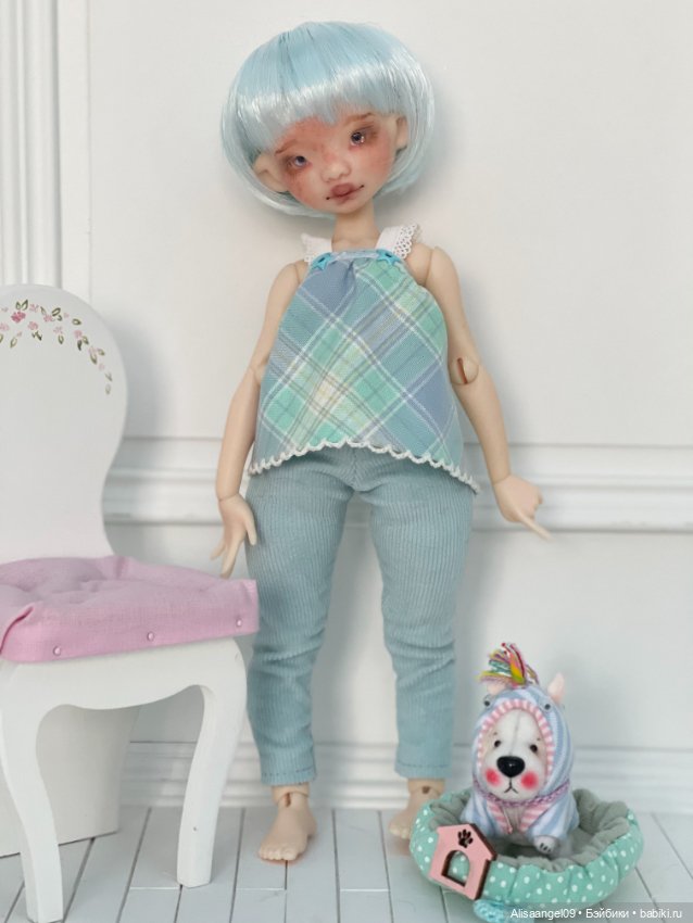 Одежда и парик на куколку аппи от dustofdolls (фото 2)