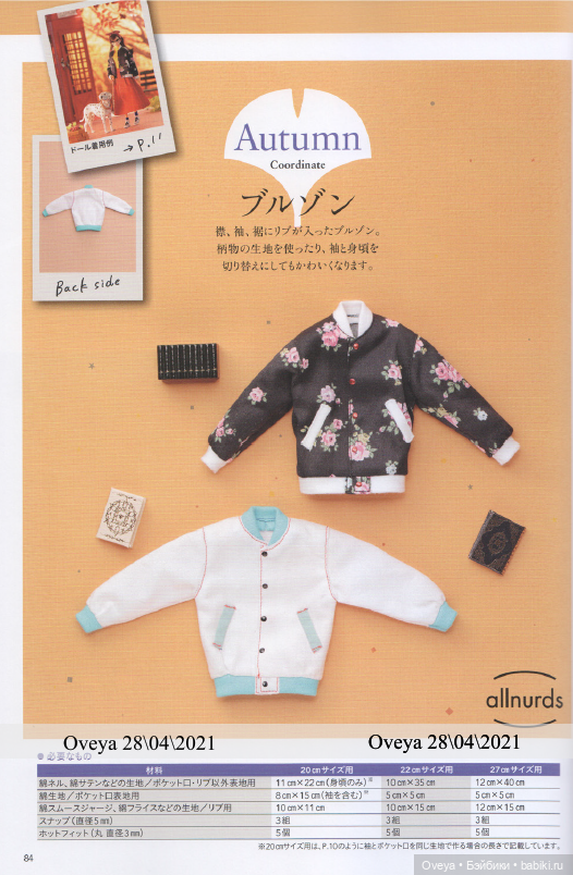 Японский журнал с выкройками на кукол Doll`s Closet Seasons / PDF формат (фото 5)