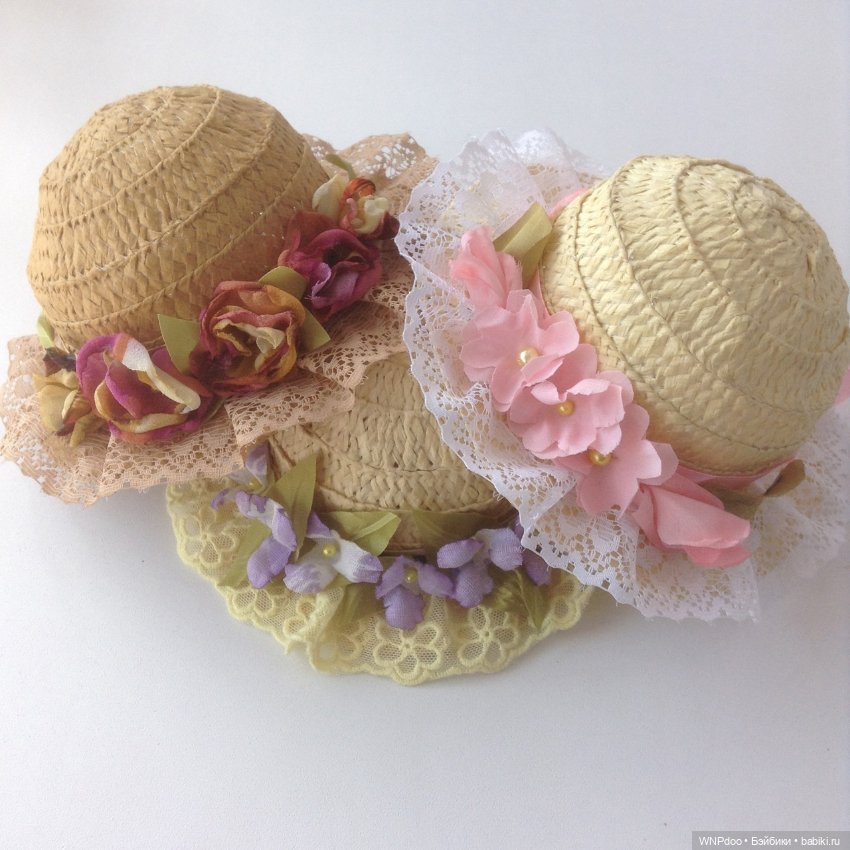 Шляпа с декором цветы и кружево (фото 4)
